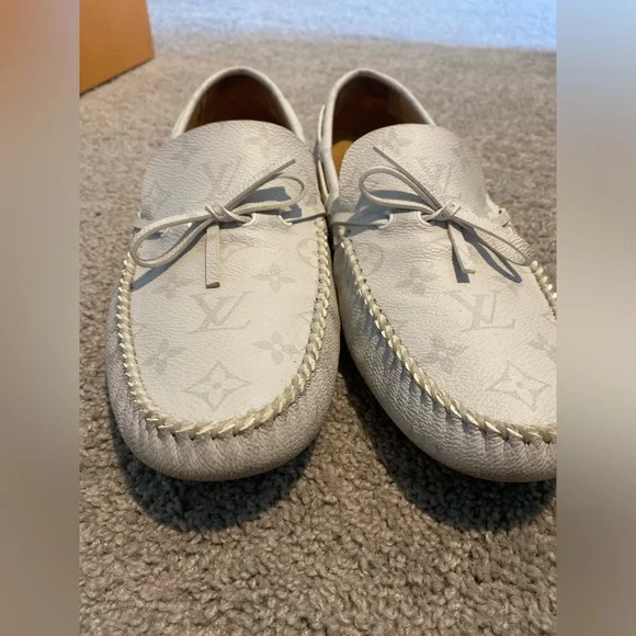 Louis Vuitton Loafers Grey Monogram [Box & Dust-bag Included]